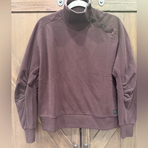 G-Star Women's Asymmetric Button Mock Neck Sweater Fits Sm-Med - Picture 2 of 6